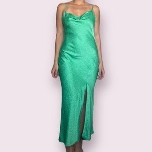 Green Silk Polka Dot Dress